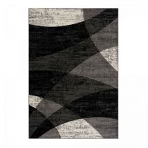 Jadorel - Tapis salon et chambre 200x290 noir rectangle tissé motif géométrique faldo