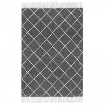 Unamourdetapis - Tapis salon et chambre en coton 140x200 gris et blanc rectangle tissé