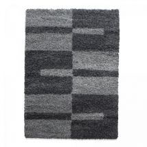 Tapis poils longs shaggy 160x230 gris clair et gris foncé tissé rectangle