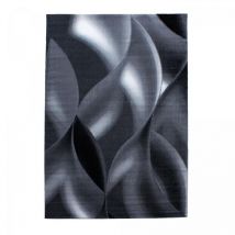Jadorel - Tapis salon et chambre 200x290 gris et noir rectangle tissé motif géométrique supur