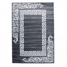 Tapis salon et chambre 160x230 gris et blanc rectangle tissé motif baroque FLORINI
