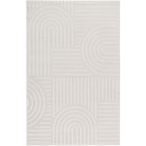 Tesso Living - Tapis Salon à poil court, Boho géométrique - Blanc - 160cm x 230cm