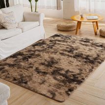 Tapis Salon à Poils Longs Tapis Shaggy Moderne Design pour Chambre Couloir Dimension Marron Café - 80x120CM