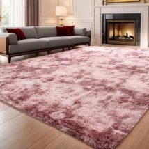 Jn.songs - Tapis Salon à Poils Longs Tapis Shaggy Moderne Design pour Chambre Couloir Dimension - 180CMx200CM Violet Rosé