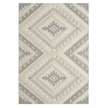 Dezenco - Tapis salon et chambre 200x290 crème rectangle tissé motif ethnique baime