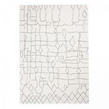 Tapis salon et chambre en laine 120x170 crème et gris rectangle fait main