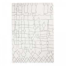 Impalo - Tapis salon et chambre en laine 200x290 crème et gris rectangle fait main