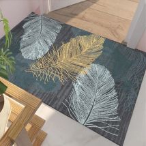 Tapis de Salon 80x120cm velours poils doux plumes Bleu-Gris tapis salle a manger,tapis chambre,tapis de bain,tapis de sport,tapis antidérapant,tapis