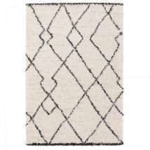 Unamourdetapis - Tapis shaggy 120x170 noir et crème tissé rectangle motif berbère croma 12