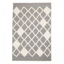 Impalo - Tapis salon et chambre en coton 80x150 gris et crème fait main