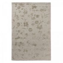 Tapis salon et chambre en bambou 200x280 beige rectangle fait main motif floral rye