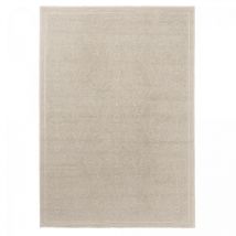 Tapis salon et chambre en coton 140x200 beige rectangle fait main motif floral SILEST