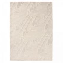 Tapis salon et chambre en laine 200x280 crème fait à la main motif faux uni folia