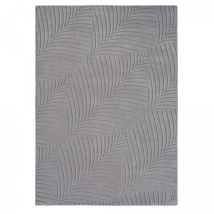 Tapis salon et chambre en laine 200x280 gris fait à la main motif faux uni folia