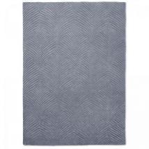 Tapis salon et chambre en laine 120x180 bleu et gris fait à la main