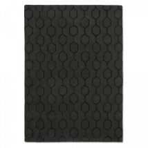Wedgwood - Tapis salon et chambre en laine 170x240 noir fait à la main motif faux uni gio