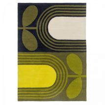 Orla Kiely - Tapis salon et chambre en laine 160x230 vert et jaune rectangle fait main