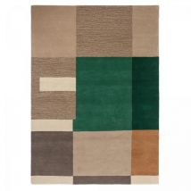 Brink&campman - Tapis salon et chambre en laine 250x350 beige et vert fait main