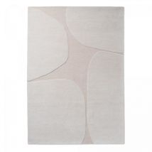 Brink&campman - Tapis salon et chambre en laine 140x200 crème fait main motif abstrait bc decor