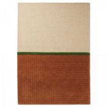 Brink&campman - Tapis salon et chambre en laine 160x230 orange et vert rectangle fait main