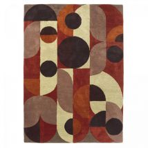 Brink&campman - Tapis salon et chambre en laine 250x350 rouge et orange fait à la main