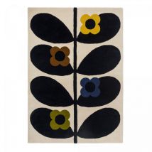 Orla Kiely - Tapis salon et chambre en laine 160x230 noir et jaune rectangle fait main