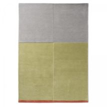 Brink&campman - Tapis salon et chambre en laine 160x230 vert et gris rectangle fait main