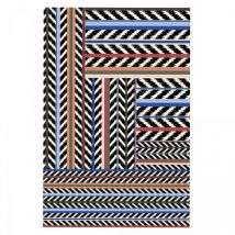Designers Guild - Tapis salon et chambre en laine 200x300 noir et bleu fait main