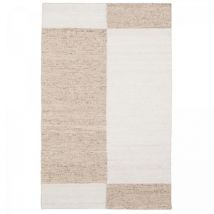 Tapis salon et chambre en laine 200x300 crème fait main motif géométrique vilette