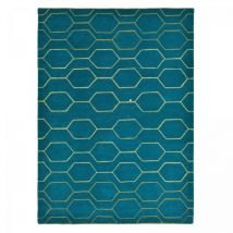 Wedgwood - Tapis salon et chambre en laine 120x180 bleu rectangle fait à la main