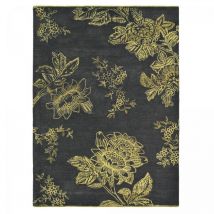 Wedgwood - Tapis salon et chambre en laine 120x180 noir et or fait à la main