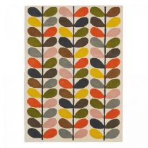 Orla Kiely - Tapis salon et chambre en laine 200x280 crème et orange fait à la main