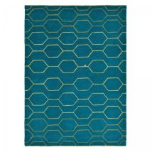 Wedgwood - Tapis salon et chambre en laine 200x280 bleu rectangle fait à la main