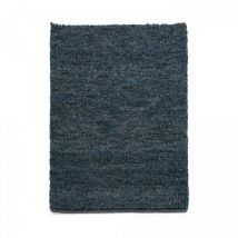 Tapis salon et chambre en laine 170x240 bleu foncé rectangle tissé motif uni coble