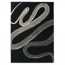 Brink&campman - Tapis salon et chambre en laine 140x200 noir et blanc fait main