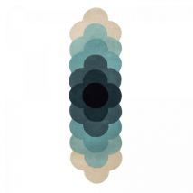 Orla Kiely - Tapis salon et chambre en laine 67x230 bleu et gris fait à la main