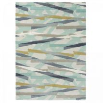 Harlequin - Tapis salon et chambre en laine 140x200 gris et vert fait à la main