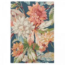 Sanderson - Tapis salon et chambre en laine 200x280 bleu et orange fait à la main
