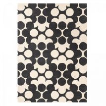 Orla Kiely - Tapis salon et chambre en laine 120x180 crème et noir fait à la main