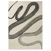 Brink&campman - Tapis salon et chambre en laine 200x280 crème et noir fait main