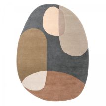 Brink&campman - Tapis salon et chambre en laine 200x280 bleu et vert ovale fait à la main