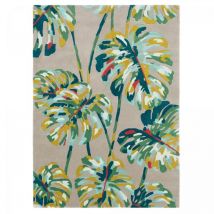 Harlequin - Tapis salon et chambre en laine 250x350 gris et vert fait à la main