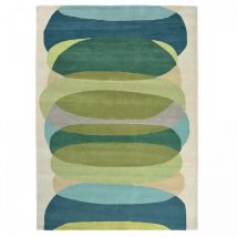 Harlequin - Tapis salon et chambre en laine 250x350 vert et bleu fait à la main