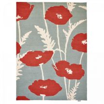 Tapis salon et chambre en laine 250x350 rouge et gris fait à la main