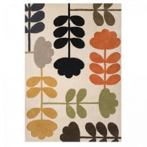 Orla Kiely - Tapis salon et chambre en laine 120x180 beige et vert fait à la main