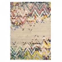 Brink&campman - Tapis salon et chambre en laine 200x300 beige et rouge rectangle tissé