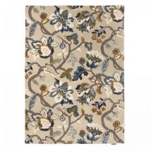 Sanderson - Tapis salon et chambre en laine 200x280 beige et bleu fait à la main