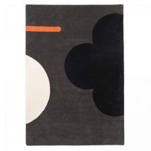 Orla Kiely - Tapis salon et chambre en laine 120x180 noir et gris fait à la main