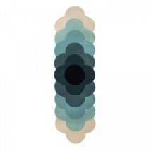 Tapis salon et chambre en laine 87x300 bleu et gris fait à la main