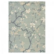 Sanderson - Tapis salon et chambre en laine 170x240 bleu et gris fait à la main